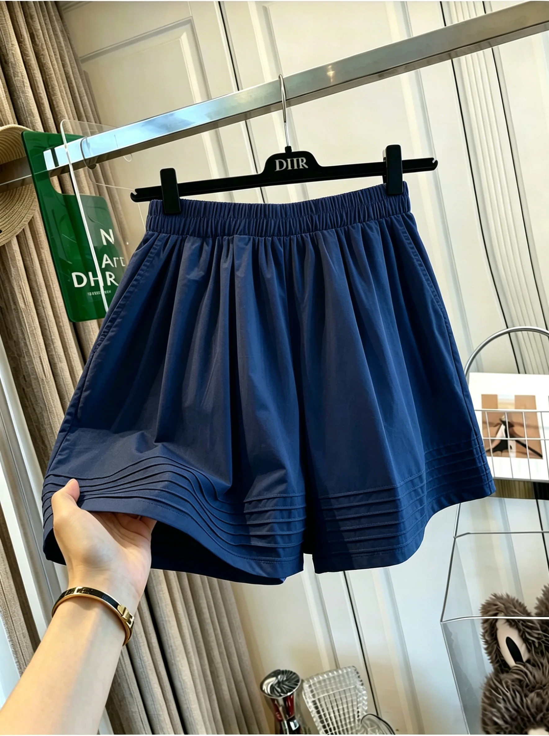 Elegant Loose Wide Leg Cotton Linen Short Pants Women Summer Thin Casual High Waist Elastic Waist Casual Straight Leg Pants