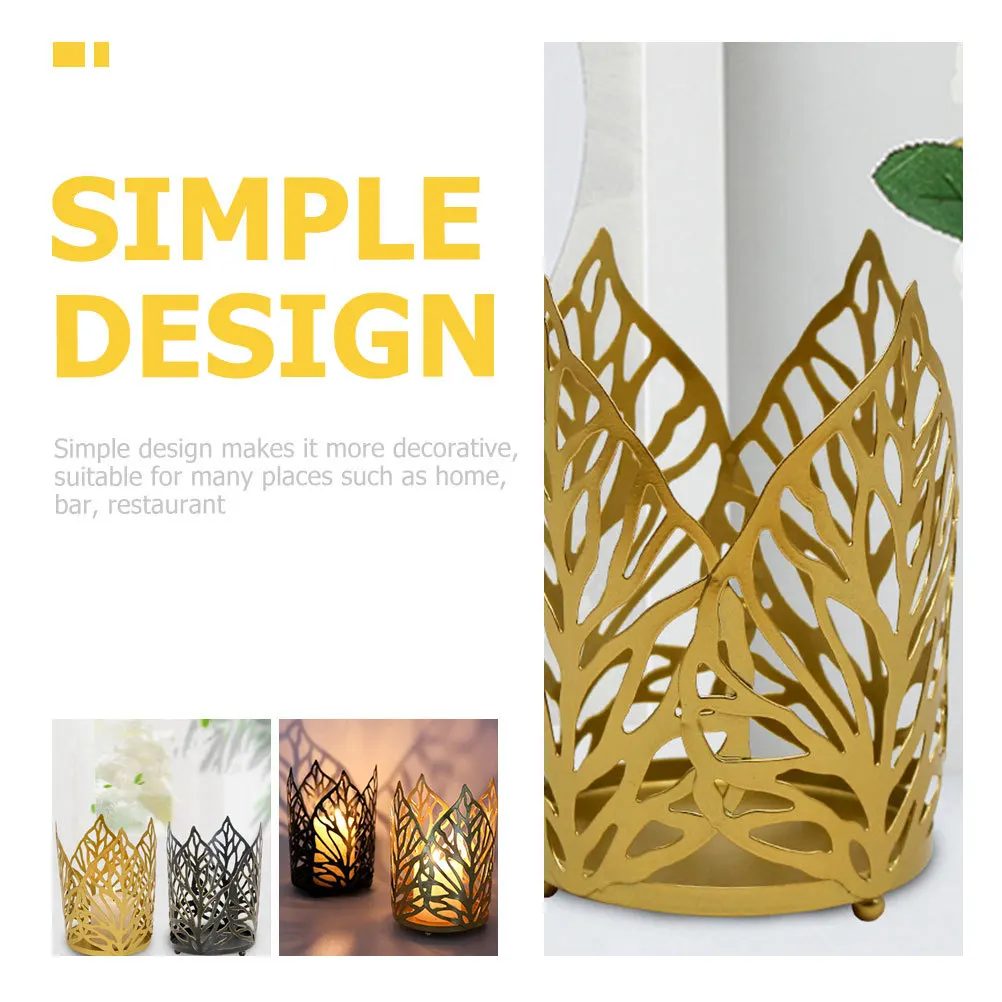 

2Pcs Gold Iron Holders Hollow Design Stable Base Decorative Stand for Wedding Banquets Home Party Decor