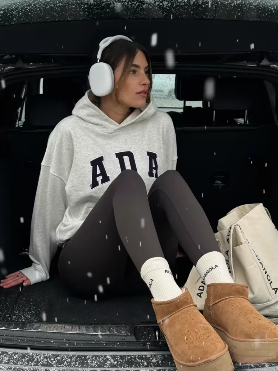 تي شيرت نسائي فضفاض بقلنسوة كاجوال ملابس الشارع Sle مريح من القطن طويل Sve للنساء الشابات العصرية Street Sle #1