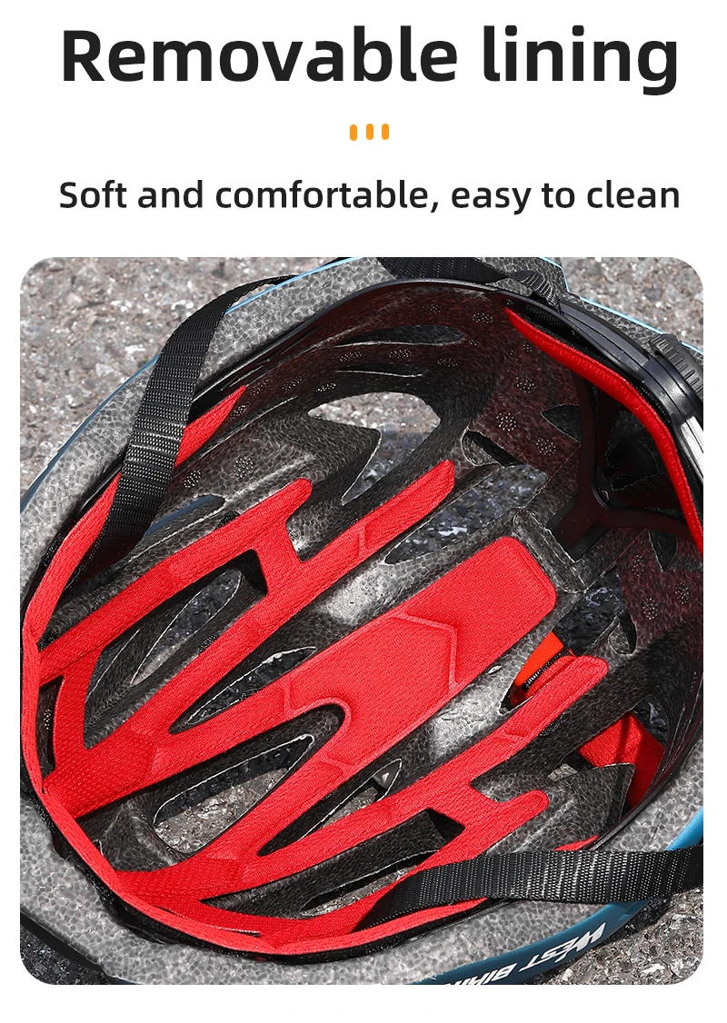 WEST BIKING Fahrradhelm Ultraleicht Integral Geformt 28 Belüftungsöffnungen Farbverlauf Verstellbare Größe M L Rennrad MTB Fahrradhelm Unisex – Detail 9