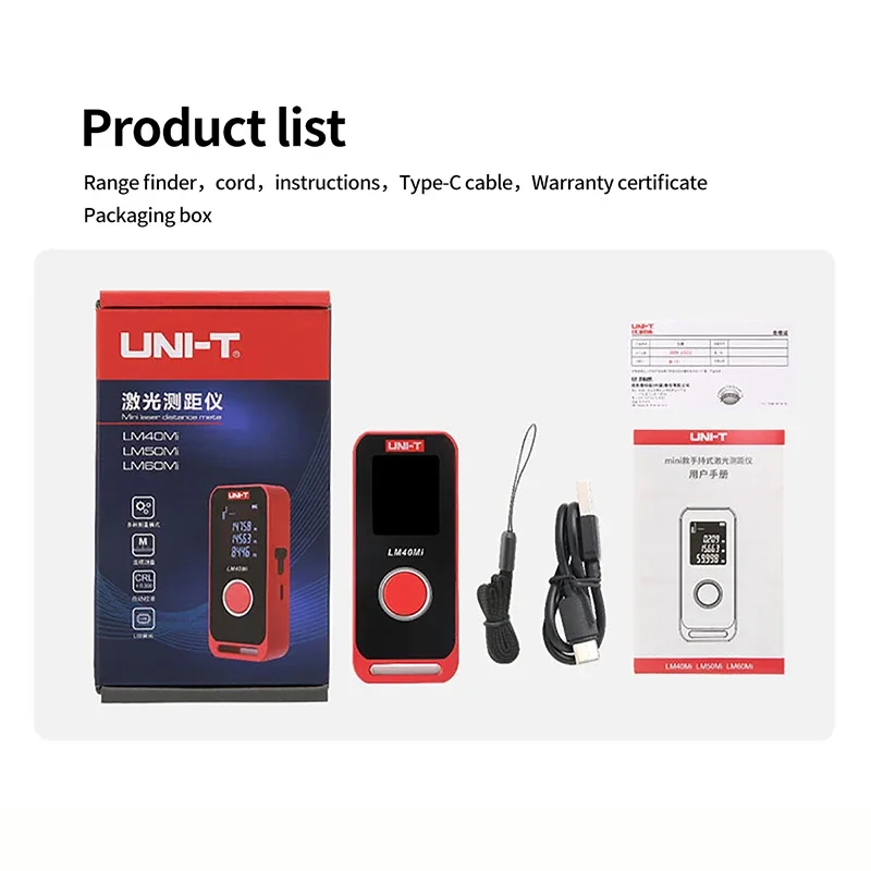 UNI-T Laser Distance Meter 40m 60m Mini Rangefinder Digital Laser Tape Measuring Construction Tool LM40Mi лазерная ру