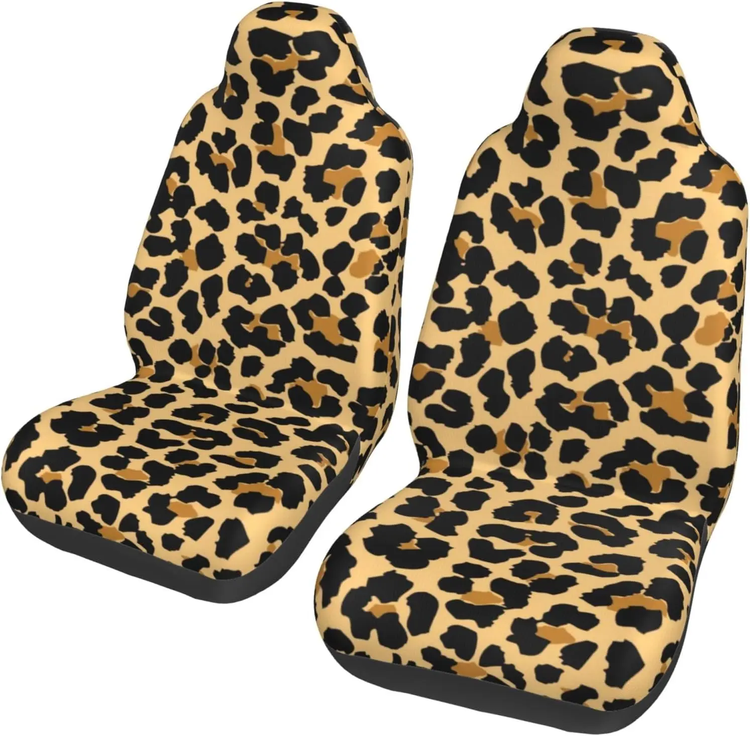Stylish Leopard Print Custom 2-Piece   Seat Cover Complete Set - Elastic Seat Protection Cover for Cars, Trucks, Su