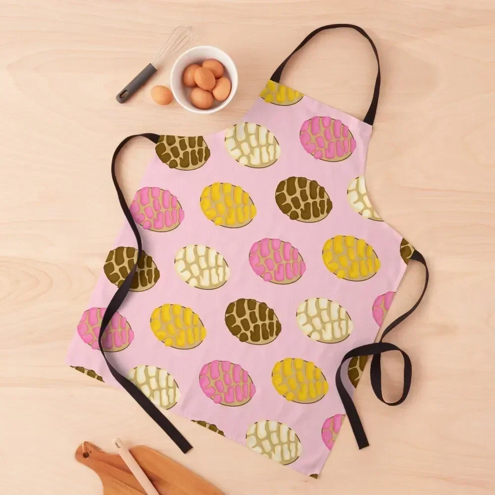 Latino Concha Mexican Bread Pan Dulce Pink Apron kitchen woman Women's Dress Camping for women with pocket Apron