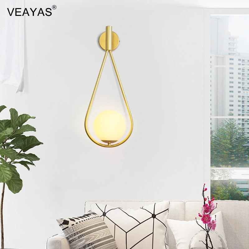 Modern Glass Lampshade Wall Lamp Bedroom Bedside Sofa Background  Wall Sconces  led Luminary Home Decor Light black gold light