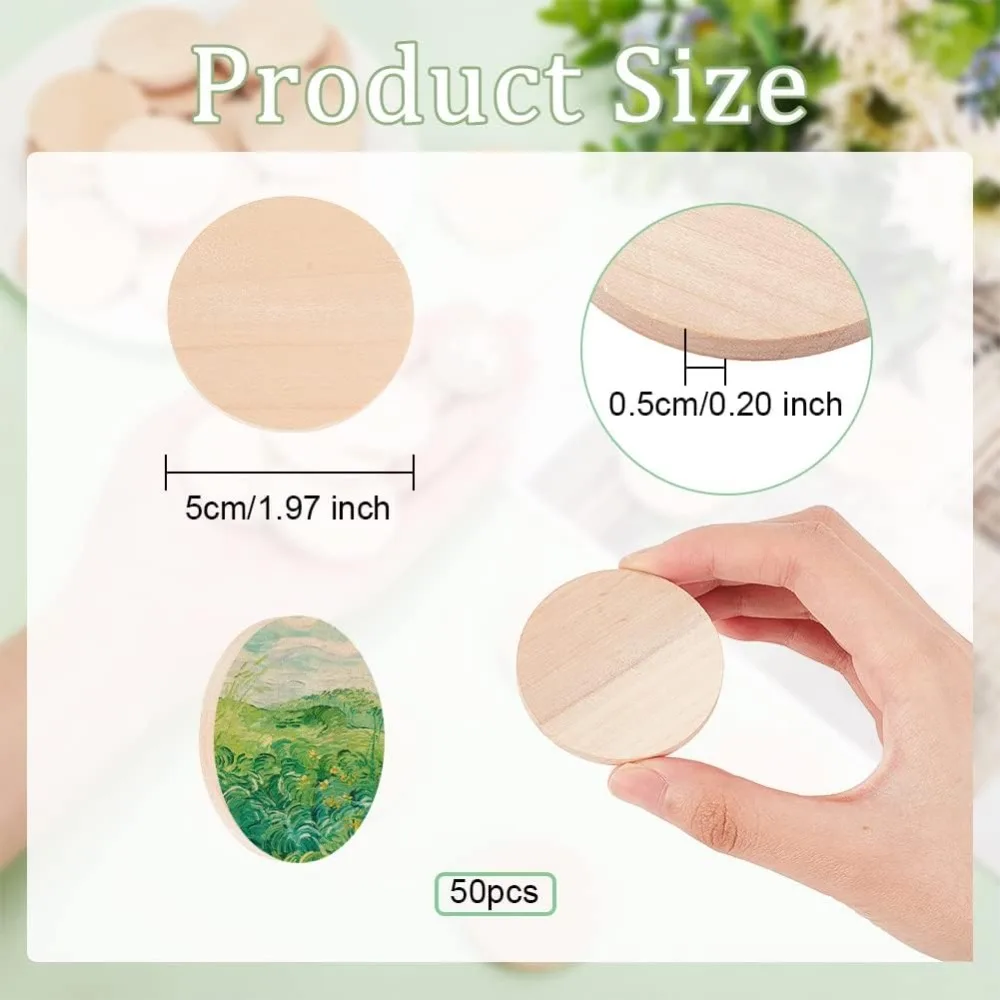 50pcs 2 inch Natural Wood Slices 0.2