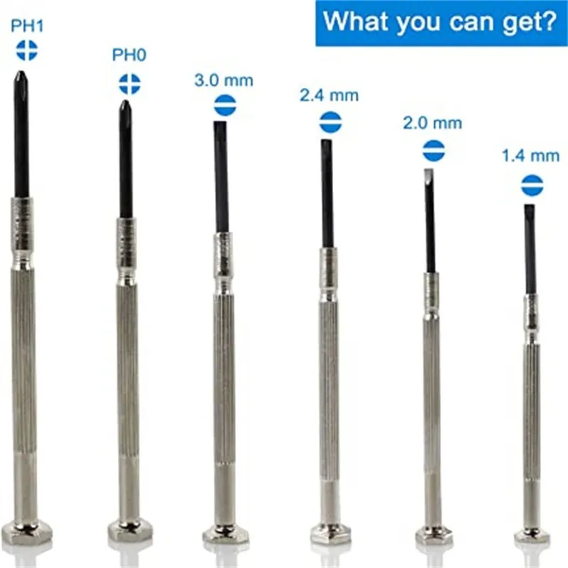 Mini conjunto de chave de fenda, kit de ferramentas de reparo de precisão de óculos com cabeça chata e chaves de fenda Philips, reparos eletrônicos