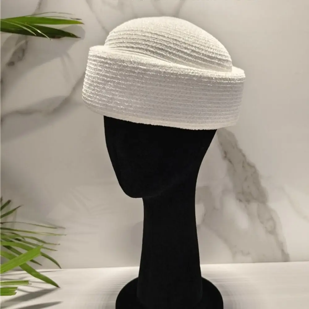 French Style Chenille Pillbox Hat Elegant Fedoras Fedora Hat Teardrop Versatile Medicine Box Hat Beach Visor