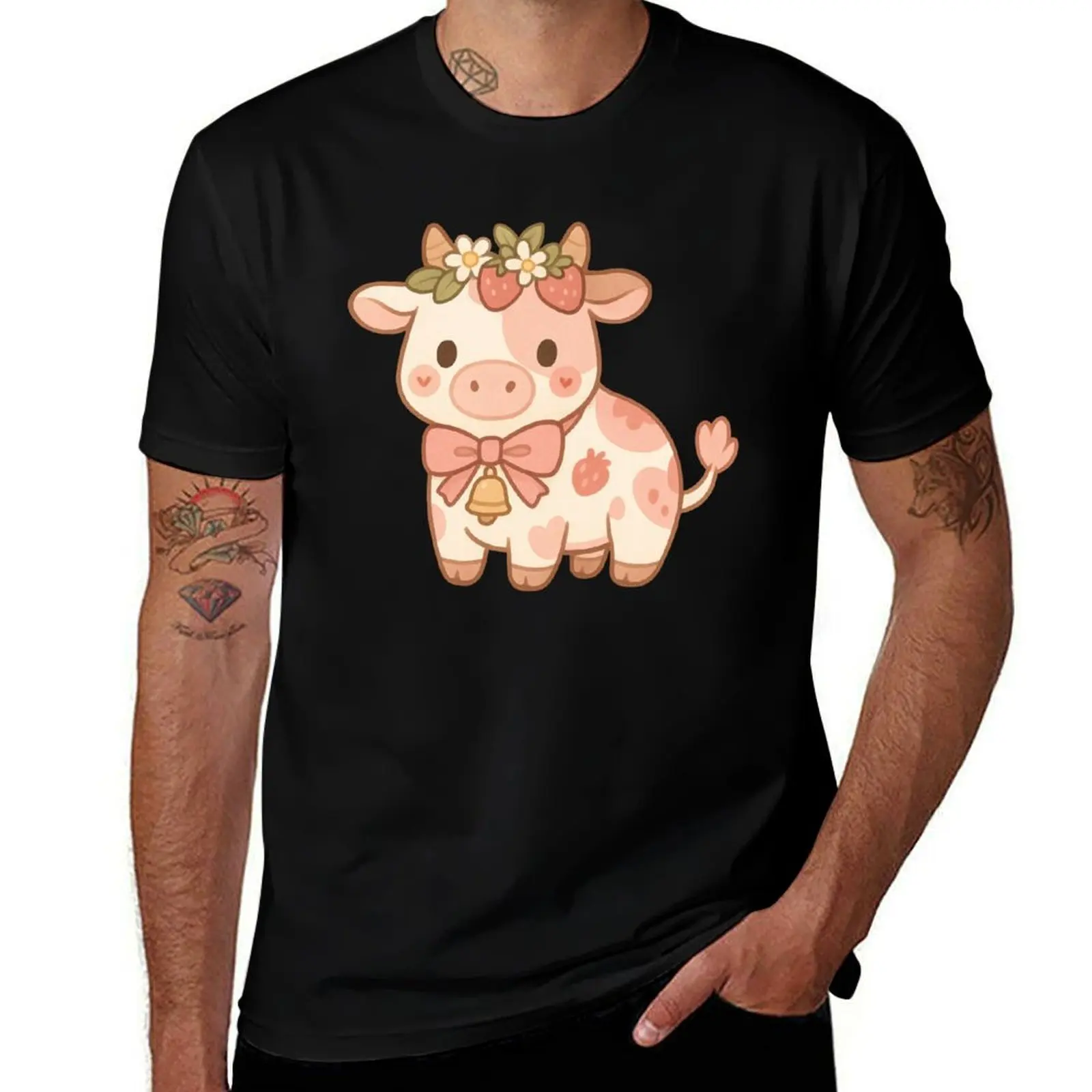 

Strawberry Cow T-Shirt blue archive plus size tops custom t-shirts t shirt men 100℅ cotton