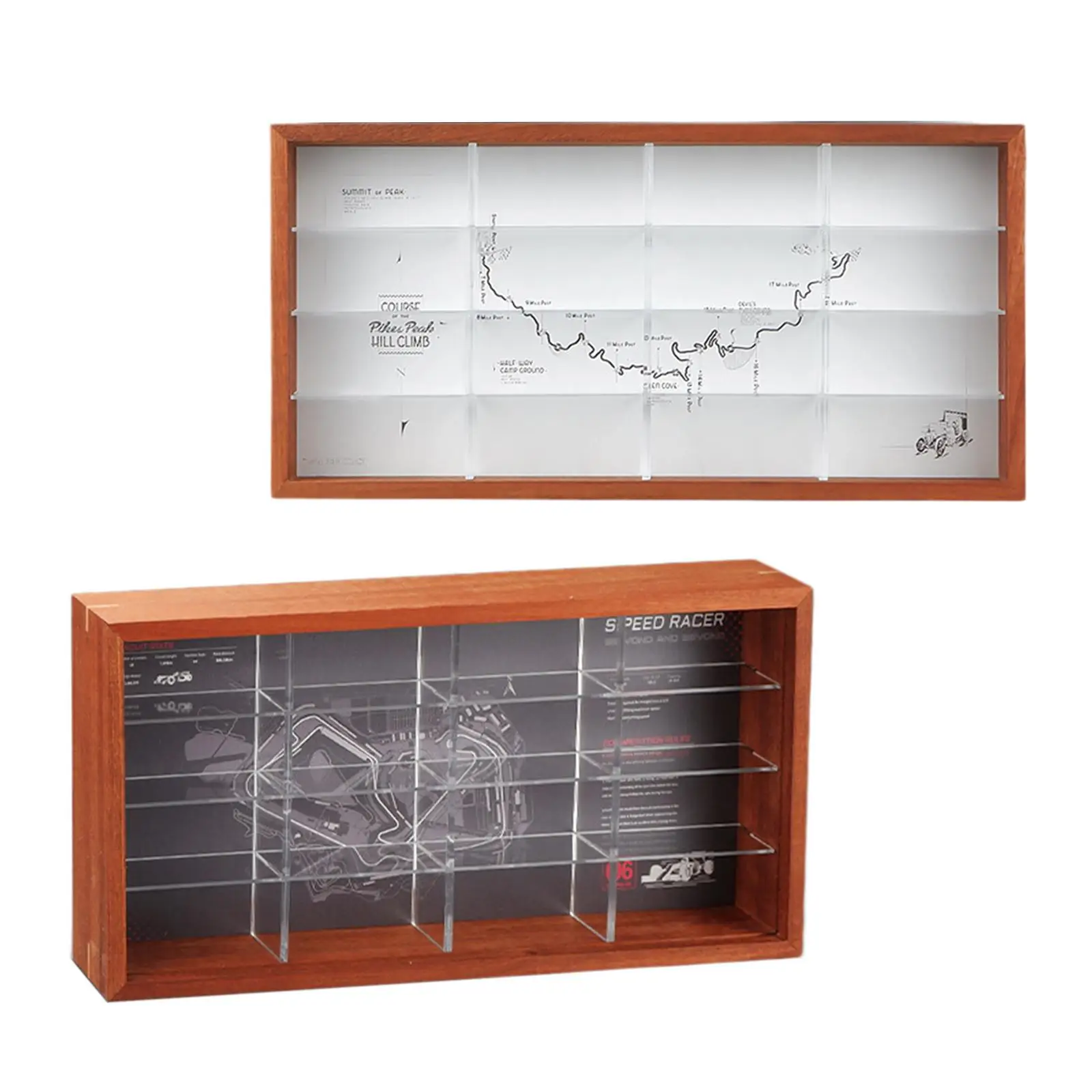 

Shadow Boxes Display Case with 16 Slots Wooden Display Case Miniature Display Shelf for Collecting Figures Souvenirs Photos