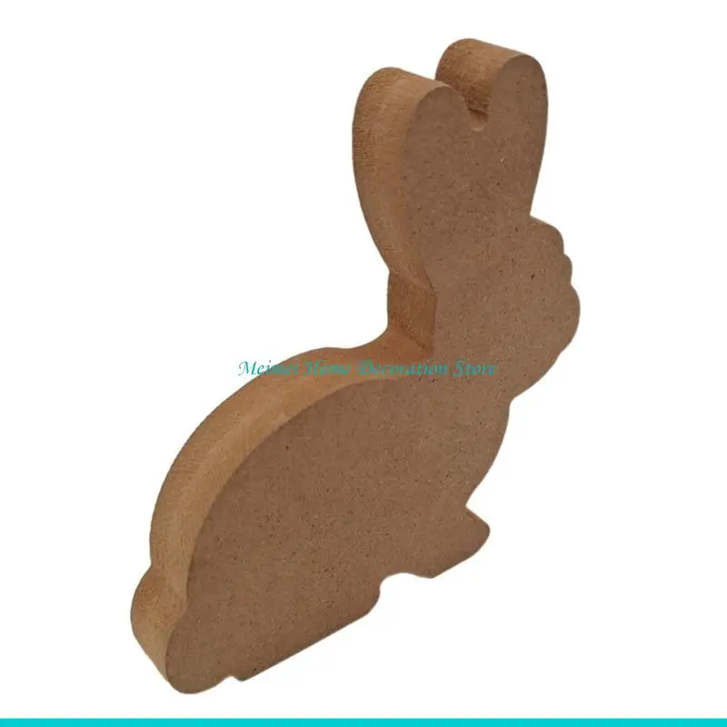 H7BF Easter Bunny Ornament Wooden Rabbit Table Decorations Lovely Tabletop Furniture Living Room Bedroom Craft Toy Gifts