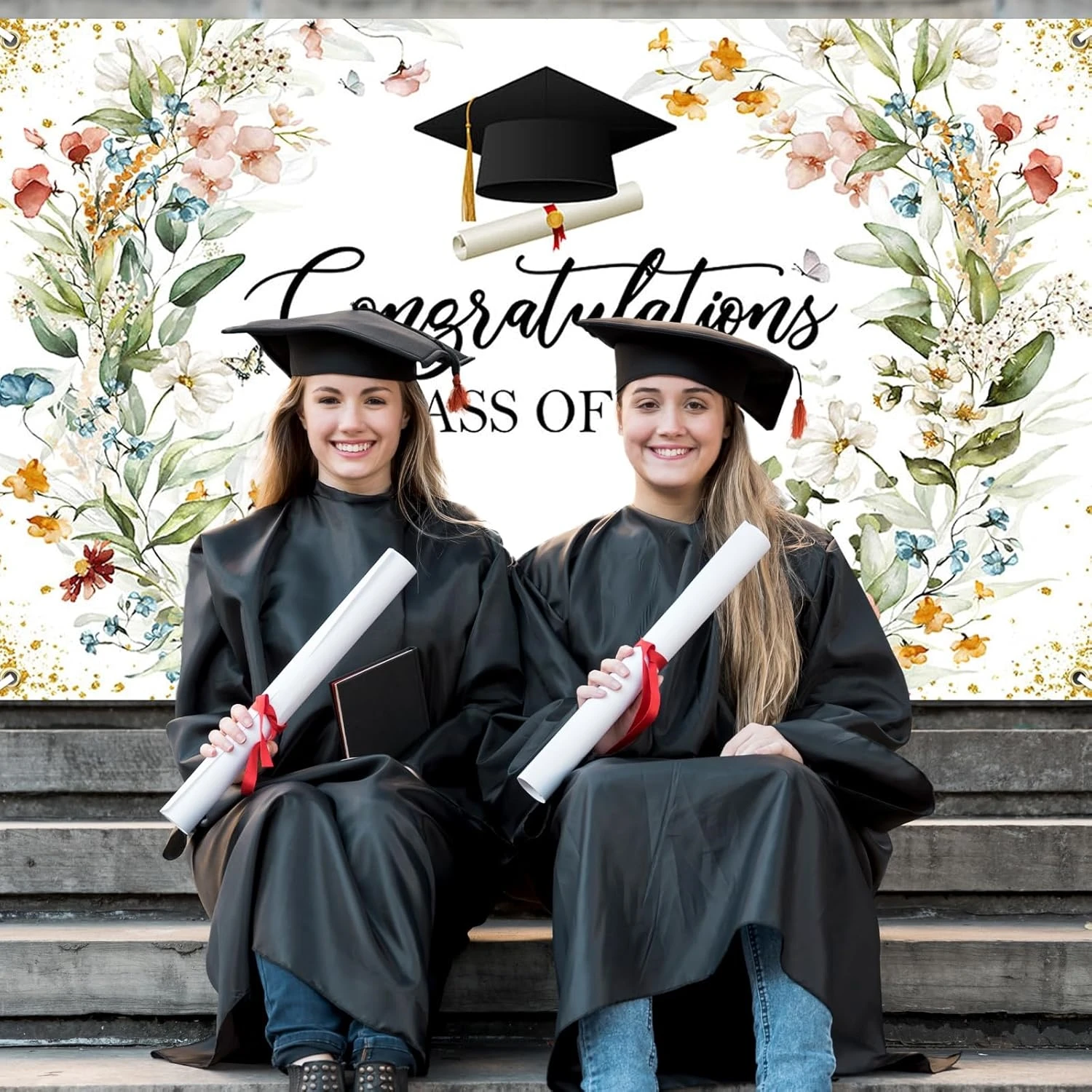 خلفيات زهور للتخرج بألوان مائية من فئة الزهور لعام 2025، مستلزمات الحفلات، خلفيات استوديو التصوير الفوتوغرافي