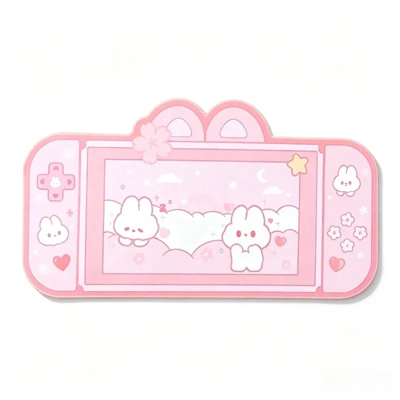Large Kawaii Gaming Mouse Pad Cute Pink Purple Sakura Bunny Desk Pad Water Proof Nonslip Laptop Desk Accessories for Gaming
