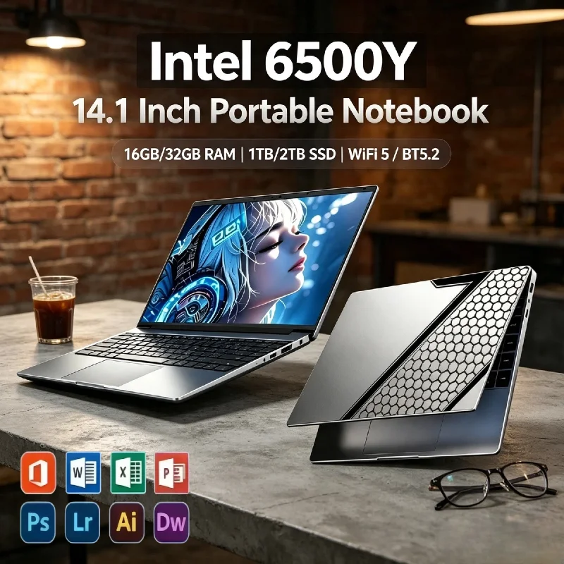 2026 Intel Pentium Gold 6500Y 14.1 Inch Ultra Slim Laptop 2C 4T 1.1GHz 3.4GHz Turbo 16GB RAM 2TB SSD 1920x1080 Office Pro Max