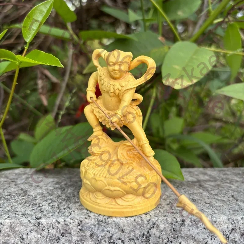 Hand-Carved Boxwood Nezha Prince Statue - 3.9