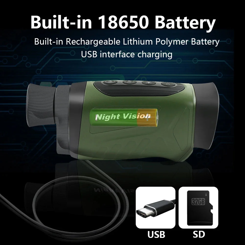 

Digital Night-Vision Monocular 40MP 2.5K Infrared Telescope 984ft Night-Vision Distance 8X Digital Zoom 6X Optical Magnification