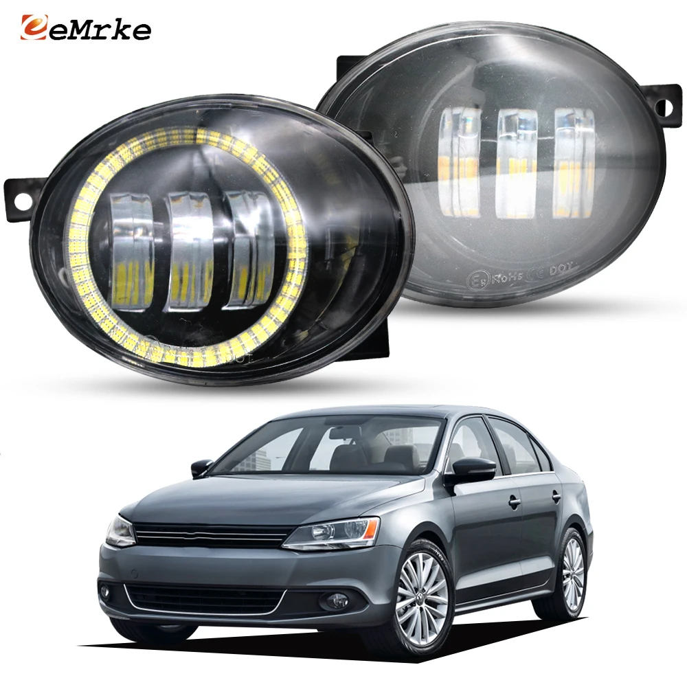 

Led Fog Lights wtih Lens for Volkswagen Jetta A6 2012 2013 2014 Angel Eye Front Bumper DRL Daylight Head Lamp 30W Left and Right