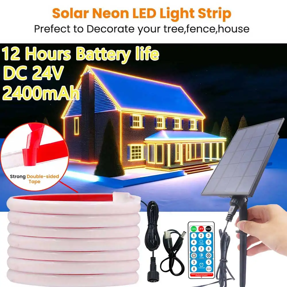 

Солнечные ленты COB 24 В COB Неоновый свет Водонепроницаемый IP65 Гибкий теплый белый Линейное освещение высокой плотности COB Светодиодные фонари для сада