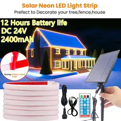 Solar COB Strips 24V COB Neon Light Waterproof IP65 Flexible Warm White High Density Linear Lighting COB LED Lights For Garden