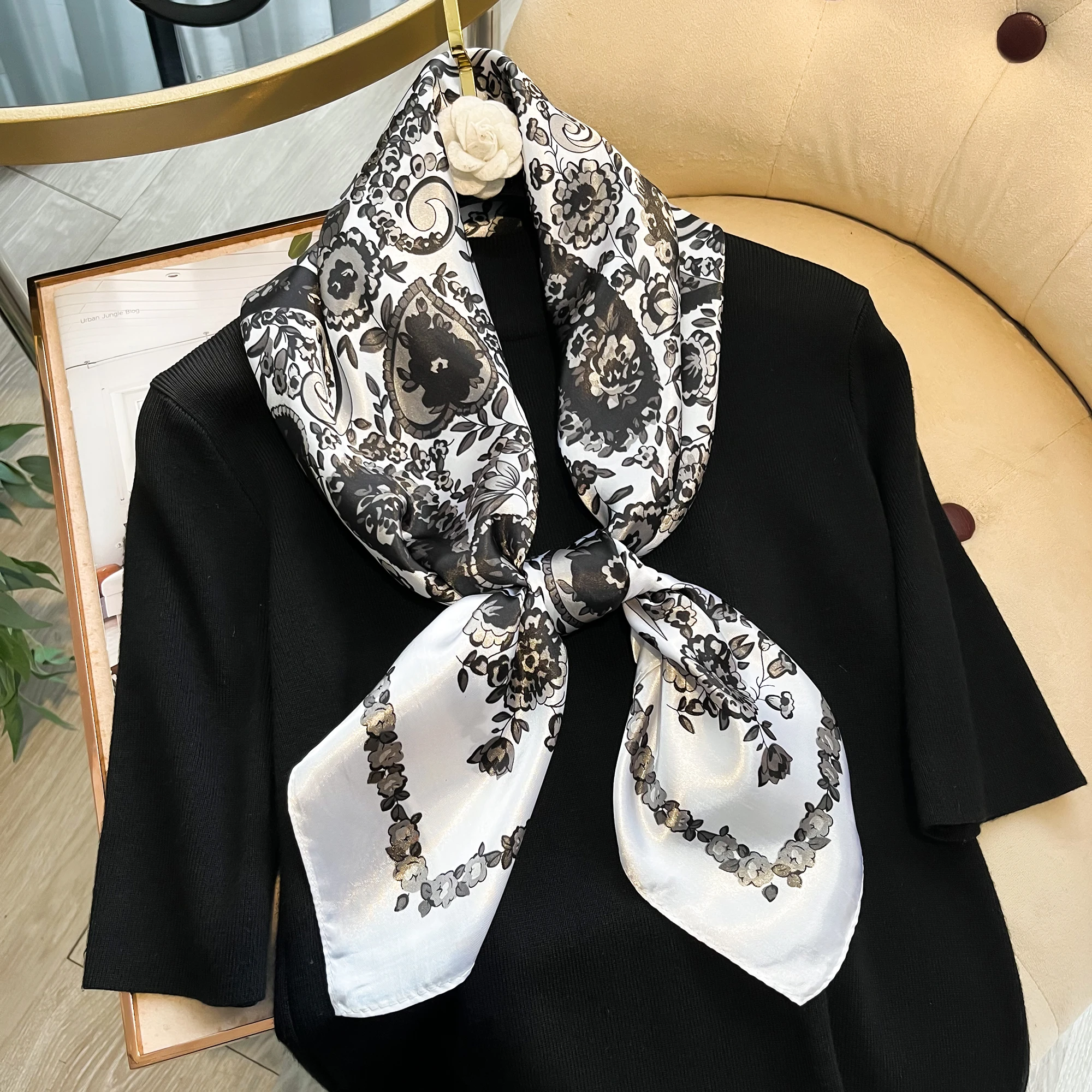 New Luxury Brand 90*90cm Paisley Square Scarf Women Hijab Bandana Headband Ladies Shawls Bag Wrap Muffler Neckerchief Foulard