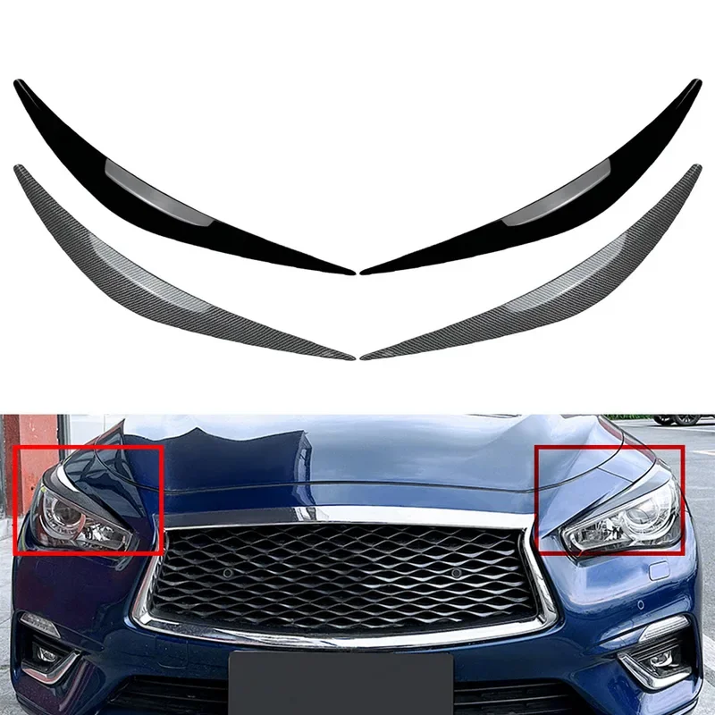 Car headlight headlamp eyelids eyebrow cover decorative trim for Infiniti Q50 Q50s Q60 2014-2023