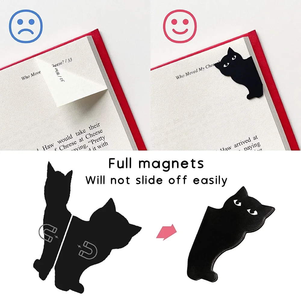 6 Pieces/set Cute Cat Magnet Bookmark Clips Cat Book Mark Magnetic Book Page Clips for Kids Students Teachers