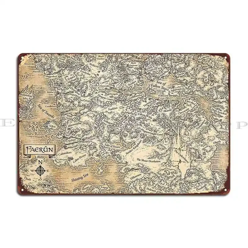 Annotated Map Of Faerun Metal Plaque Wall Decor Wall Cave Wall Decor Cave Designs Tin Sign Poster