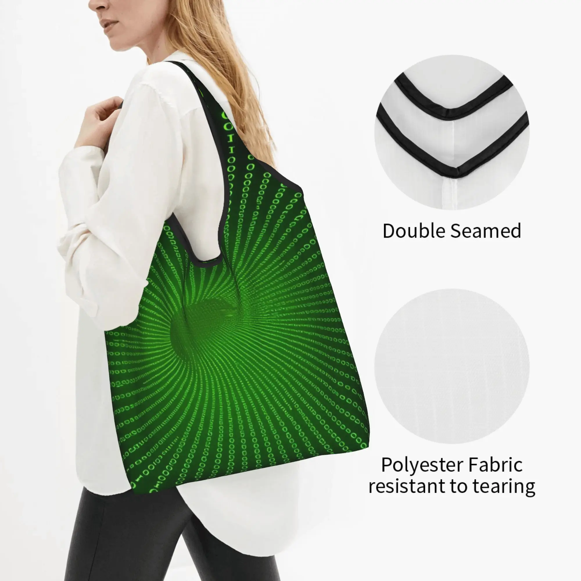 3D Optical Illusion Groceries Shopping Bags Kawaii Shopper Shoulder Tote Bag Big Capacity Portable  Handbag