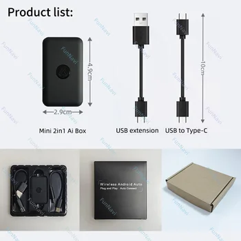 Mini New Upgrade Wired to Wireless Android Auto AI Box Wired to Android Auto Car Smart Ai Box Bluetooth WiFi Auto Connection Map