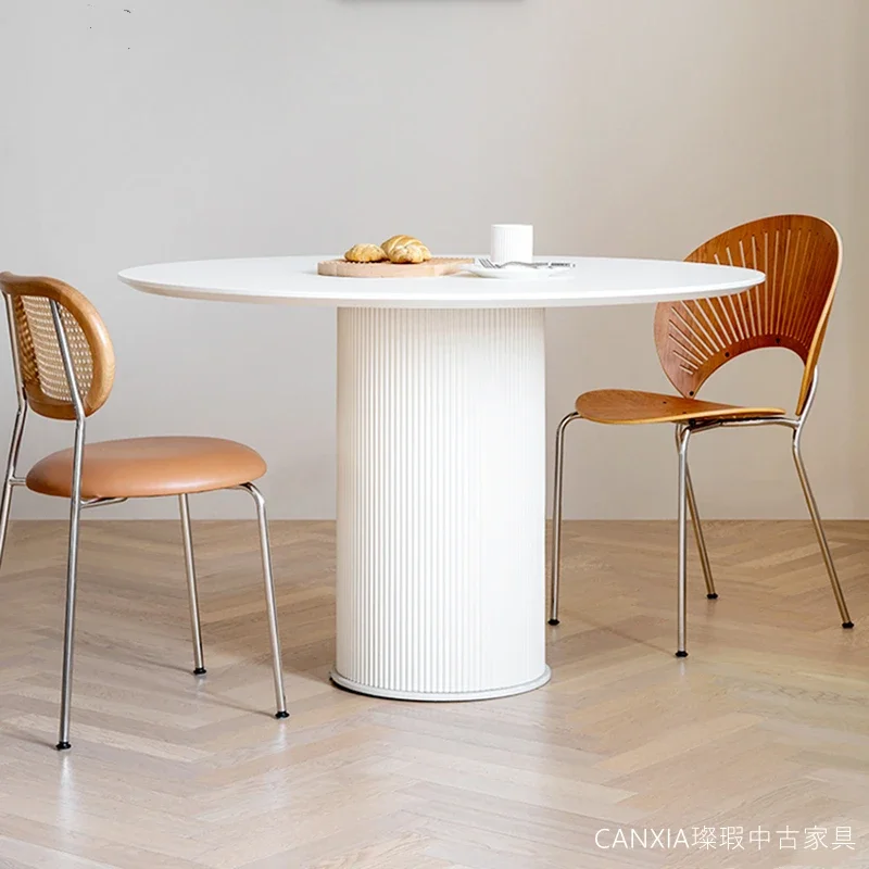 

White Kitchen Dining Table Round Small Apartmen Decoration Luxury Table Designer High Muebles De Cocina Living Room Furniture