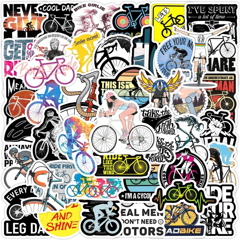

10/30/50PCS Kawaii Cycling PVC Sticky Sticker Aesthetic DIY Decoration Scrapbooking Hand Accounting Supplies for Kids