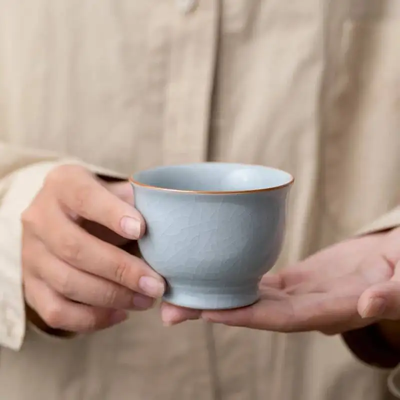  Kung Fu  Tea Cup Ru Kiln Nourishing Teacup Master Cup Household Personal Water Single Cup Керамическая чашка