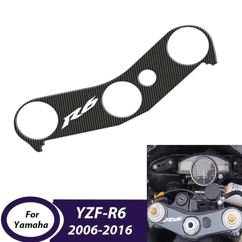 

Motorcycle Carbon Fiber Look Stickers 3D Logo Faring Decals Triple Tree Top End Front Upper Clamp For Yamaha YZF-R6 2006-2016