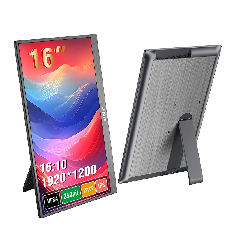 Anmite 16-Inch Portable Touch Monitor Non-touch Optional 1200P HDR 16:10 For XBox PS4 / 5 Switch Cell Phone PC Loptop Extension