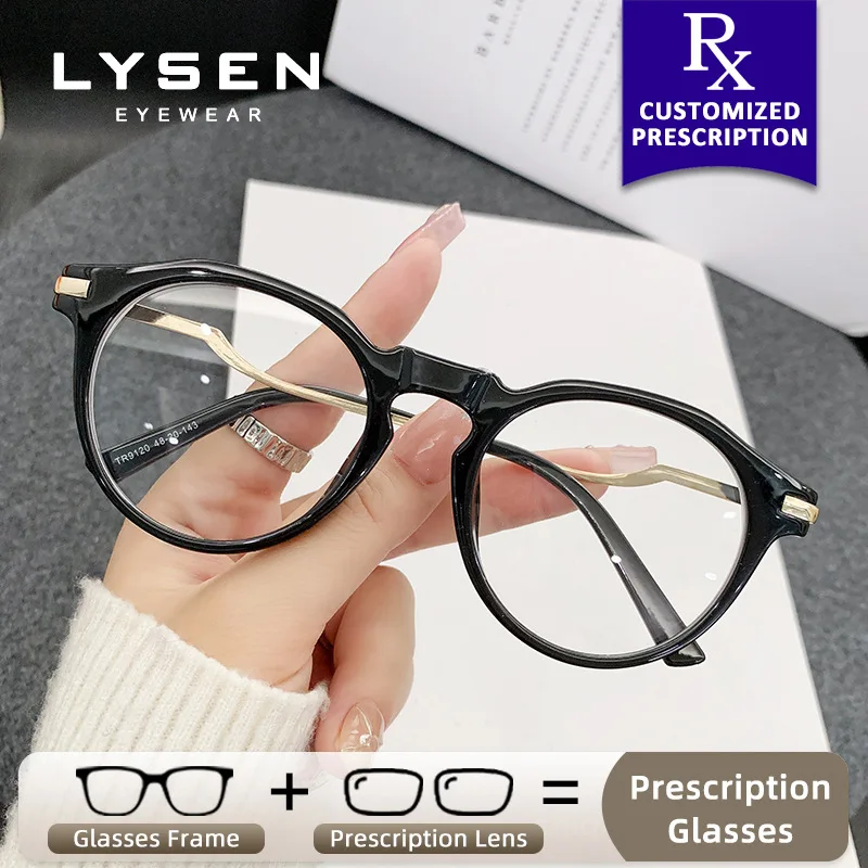 

LYSEN Classic Round Women's Myopia Photochromic Glasses Anti Blue Light Prescription Glasses Anti-Reflective Reading Eyeglasses