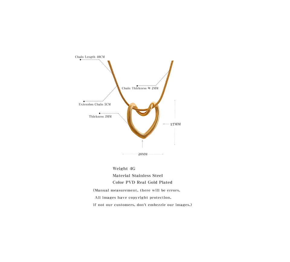 Yhpup Minimalistische goldene Edelstahl-Herz-Hohl-Anhänger-Halskette für Frauen, rostfrei, stilvoller Charm-Schmuck, Bijoux Femme – Detail 6