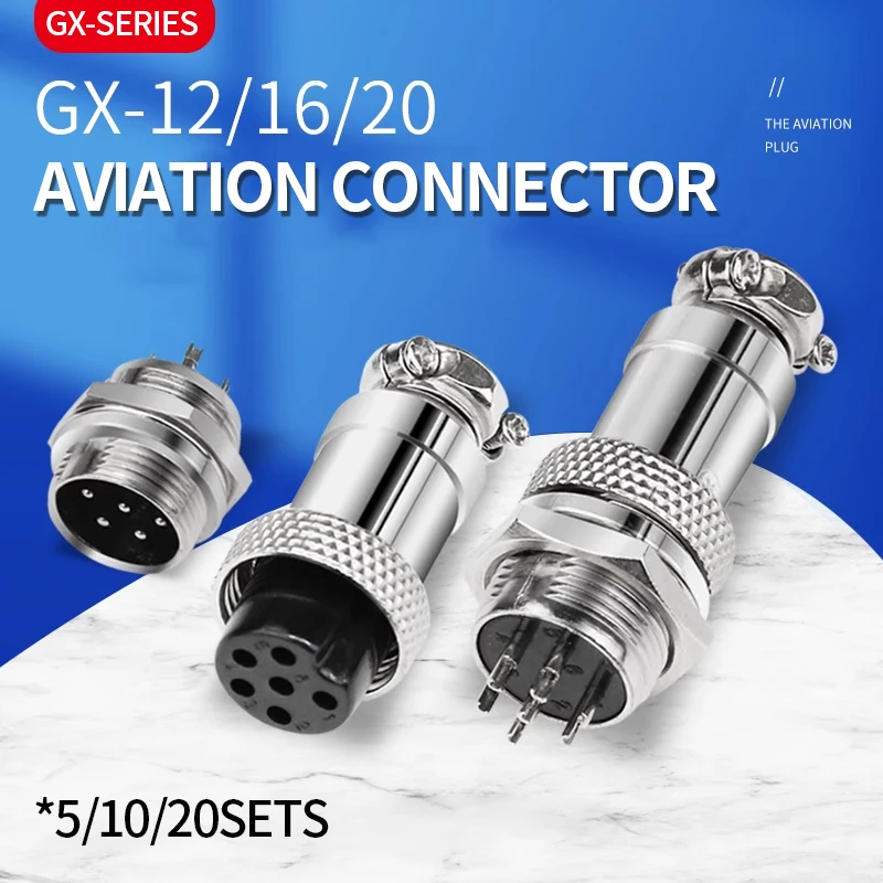 5/10/20Set GX12 GX16 GX20 2 3 4 5 6 7 8 9 10 12 14 15 Pin Male&Female Docking Aviator Aviation Plug Socket Circular Connector