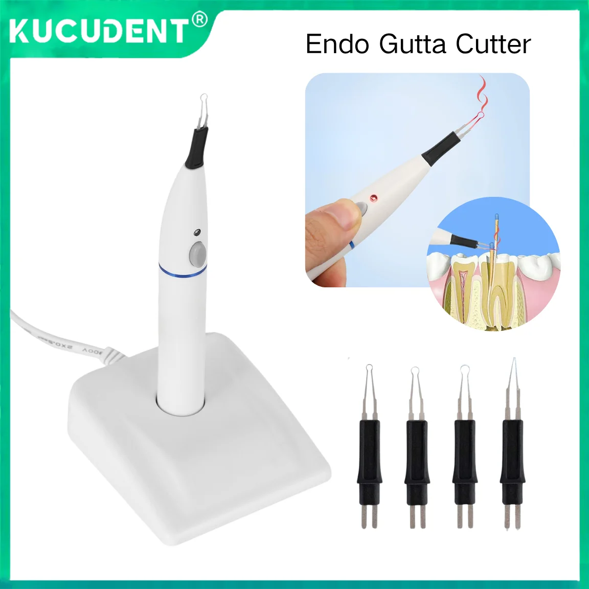 

Dental Gutta Percha Point Cutter with 4 Tips Heated Pen for Tooth Gum Endo Obturation System Dissolved Breaker Dentistry Equipme