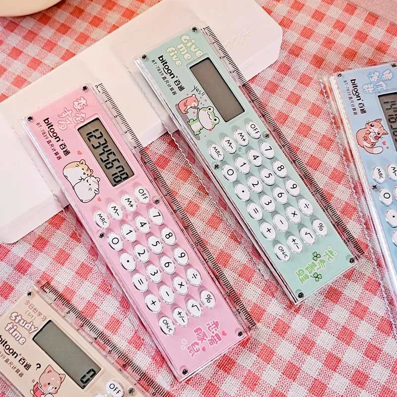 Korean Persönlichkeit Kreative Nette Dual-zweck Klapp Band Computer Lineal 15cm Kleine Business Liefert Mini Rechner