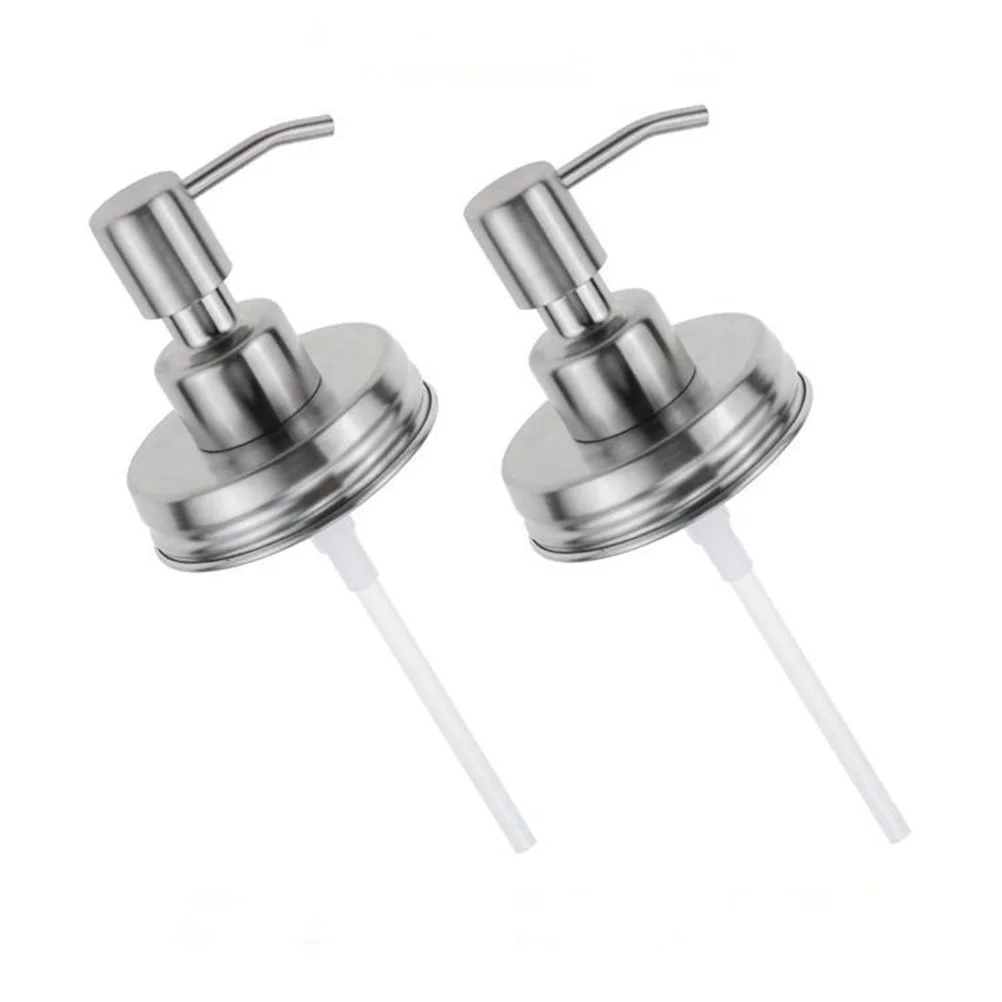 2Pcs Stainless Steel Lotion Pump Dispenser Lids Rust Proof for Mason Jar Bathroom Kitchen Accessories Dispenser Pump