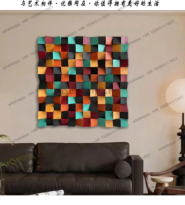 Living Room Entrance Decorative Painting Creative Handmade Wooden Block Physical Installation Painting