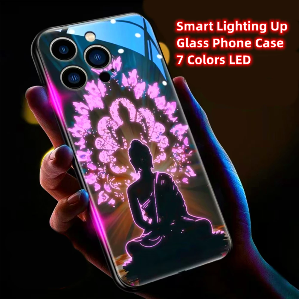 Buddhaland Gleams Design Schallgesteuerte LED-Blitzhüllen Leuchtende Glasabdeckung für Samsung S26 S25 S24 S23 S22 S21 FE Plus Ultra – Detail 23