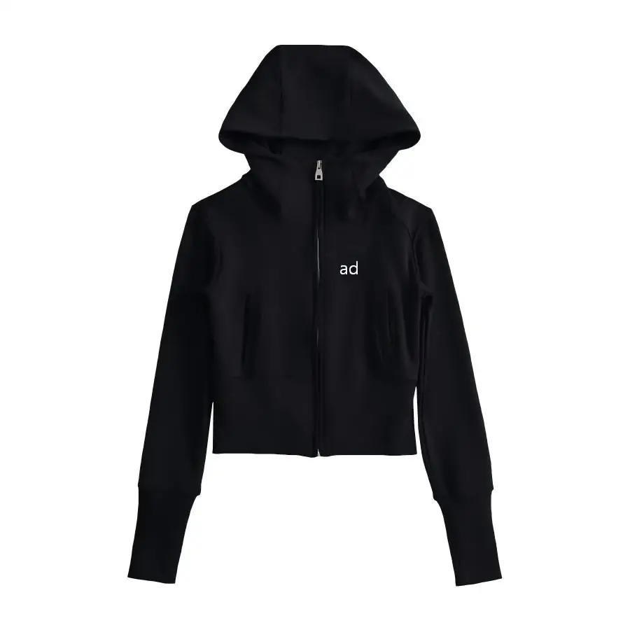 Ins trendy style stand up collar hooded sweatshirt women's autumn new item slim fit and slimming cardigan jacket short top