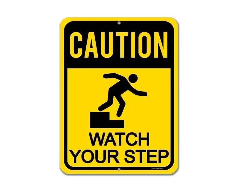 Honey Dew Gifts Watch Your Step Sign, Caution Watch Your Step 9 inch by 12 inch Metal Aluminum Sidewalk Sign, Made in USA