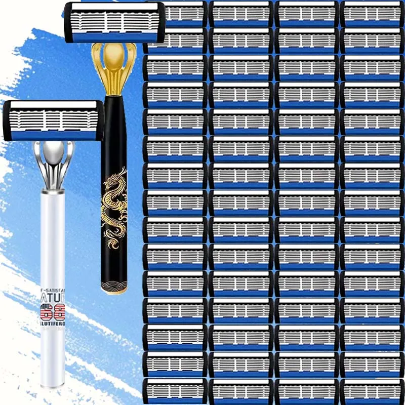 ماكينة حلاقة كلاسيكية للرجال مزودة بـ 36 شفرات حادة ومقبضين مضادين للانزلاق، مجموعة اقتصادية وعملية للرجال #1