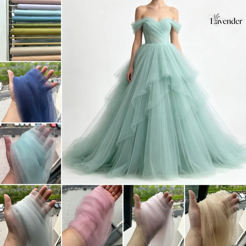 SoftSkin‑Friendly Tulle Mesh Fabric Gentle NetCloth for Sewing Wedding Dresses Evening Gowns Apparel Making&Handmade DIY Materia