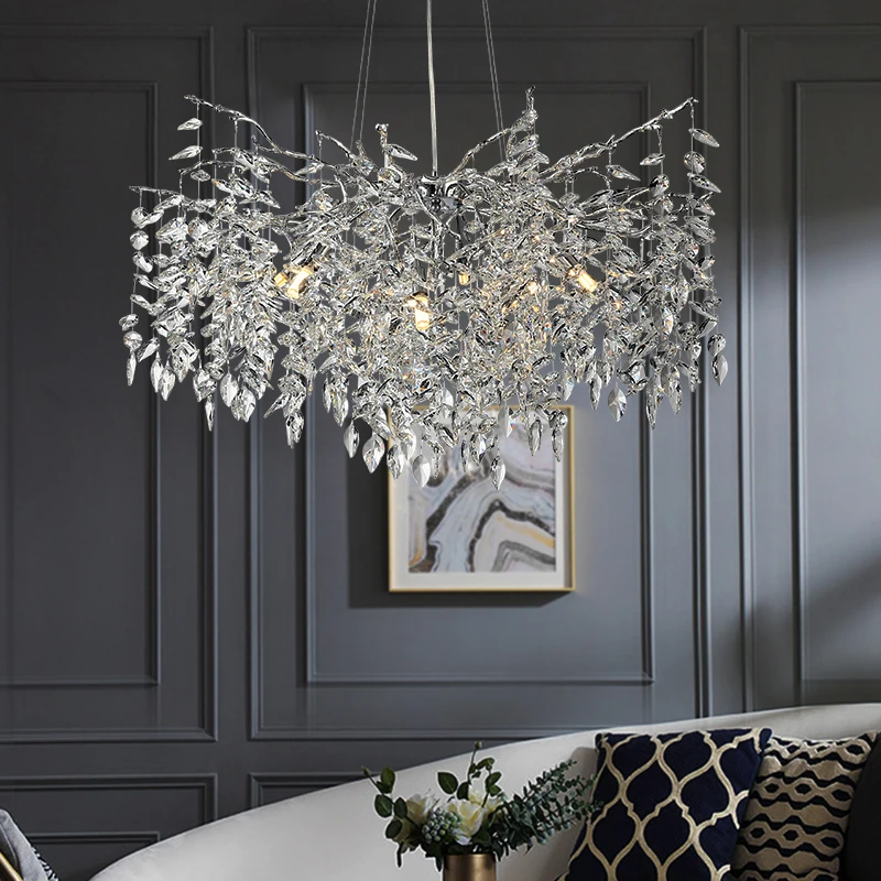 2023 Italian luxury villa living room pendant lamp Nordic designer branched crystal pendant lamp Restaurant long pendant lamp