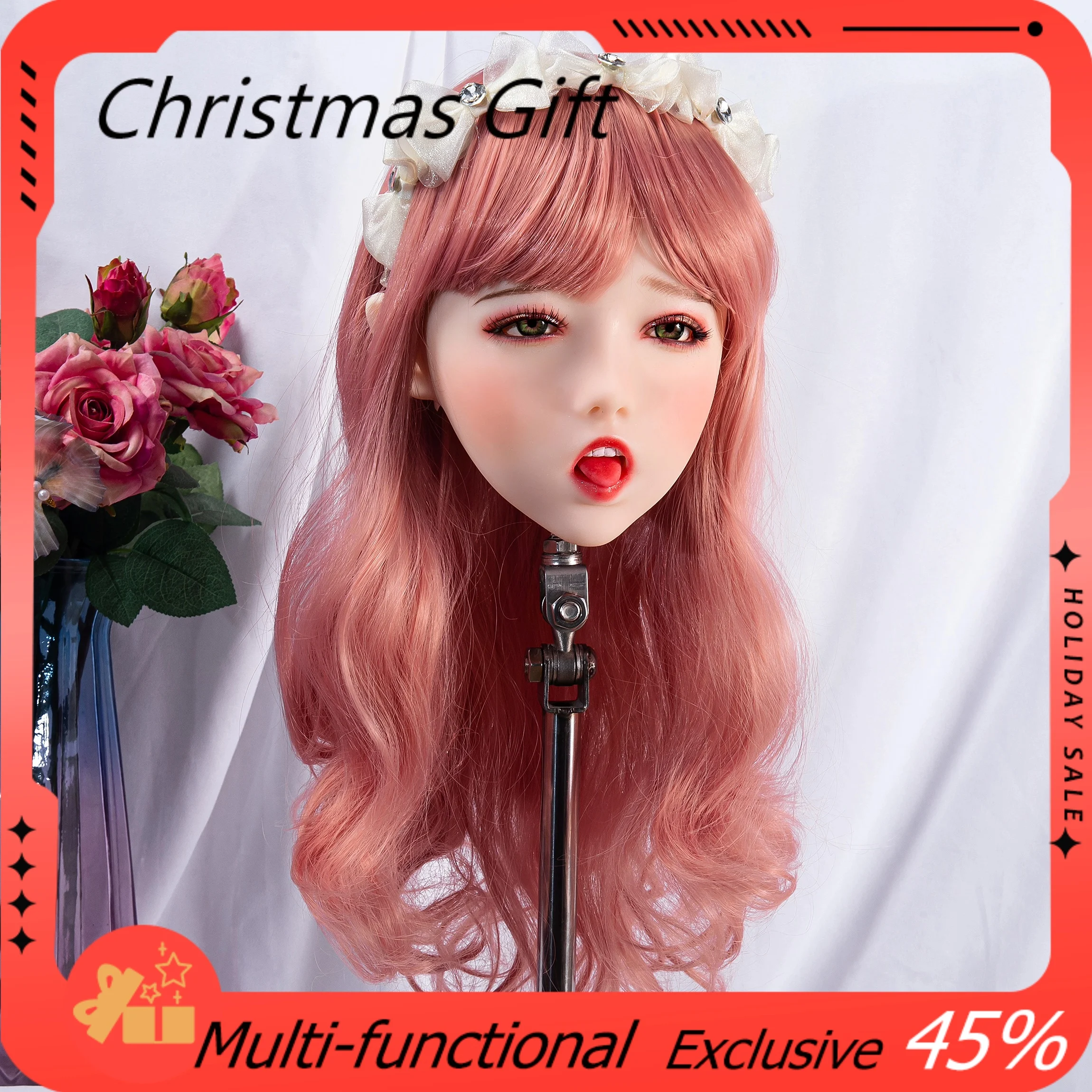 

M16 Unisex adult human head model with screw interface, matching wig and pupil