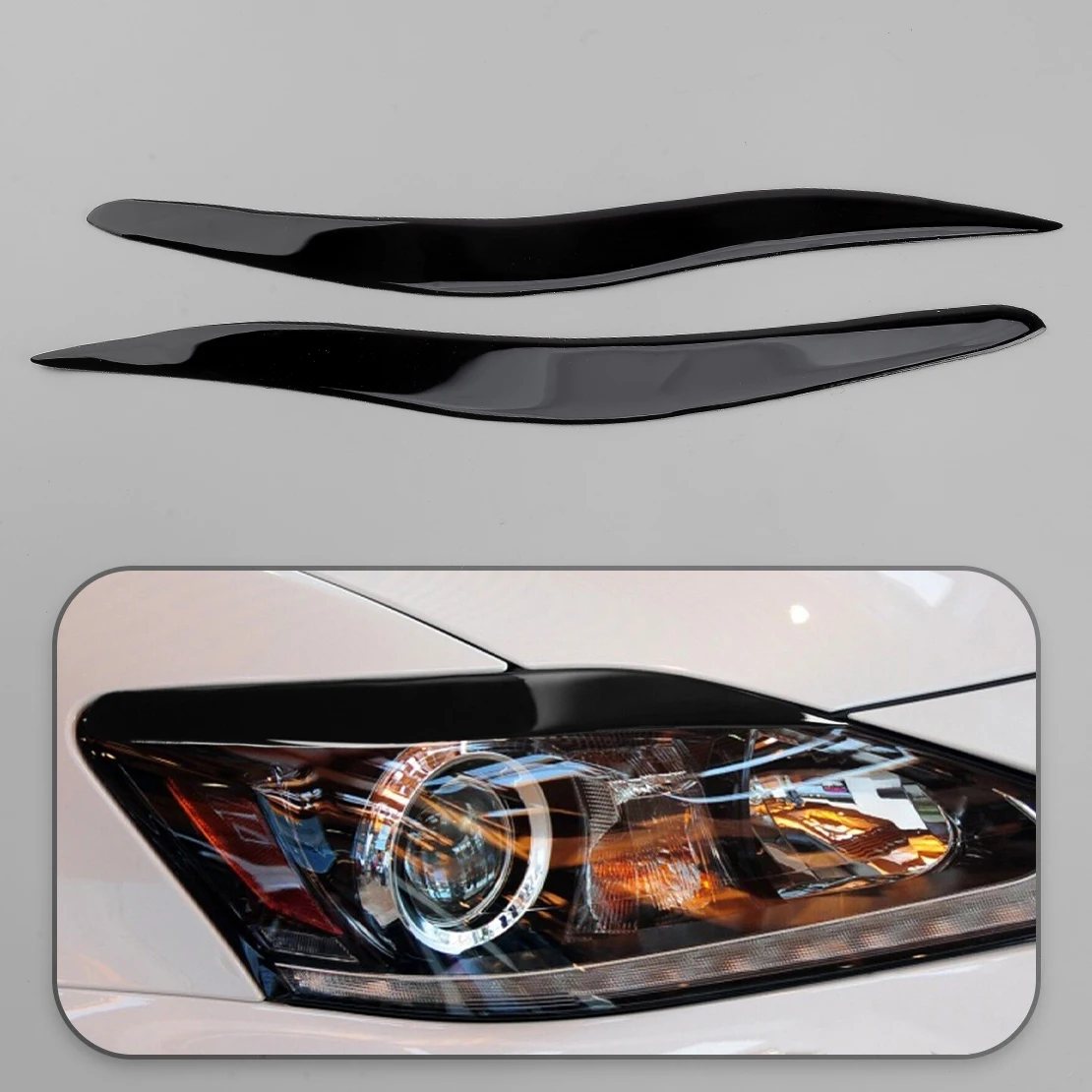 

1 Pair Glossy Piano Black Car Front Headlight Eyelid Eyebrow Cover Trim Decal Fit for Lexus IS250 IS300 2006-2010 2011 2012 ABS