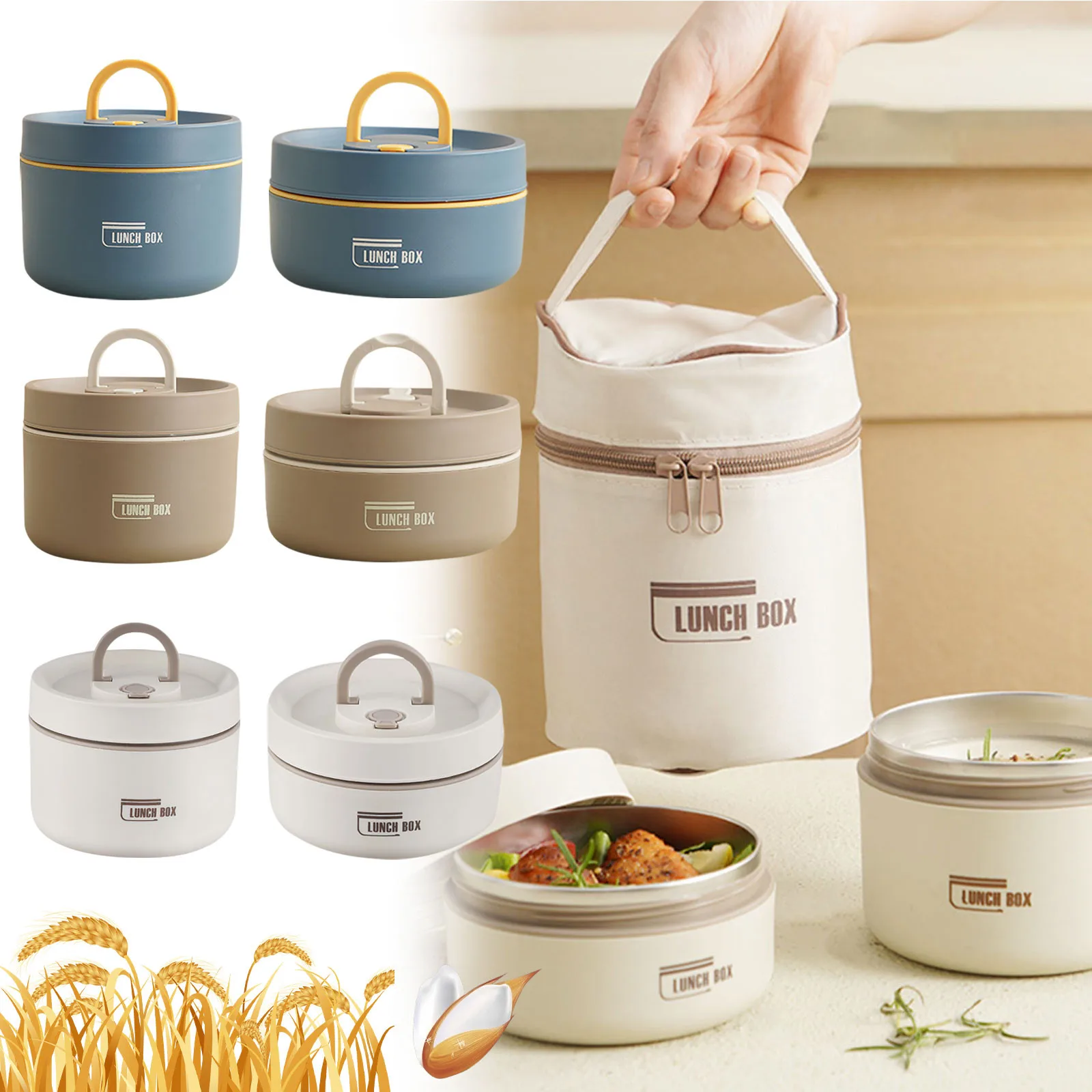 Thermal Lunch Box Stainless Steel Insulated Bento Box Portable Lunch Container Stackable Leakproof  Food Container
