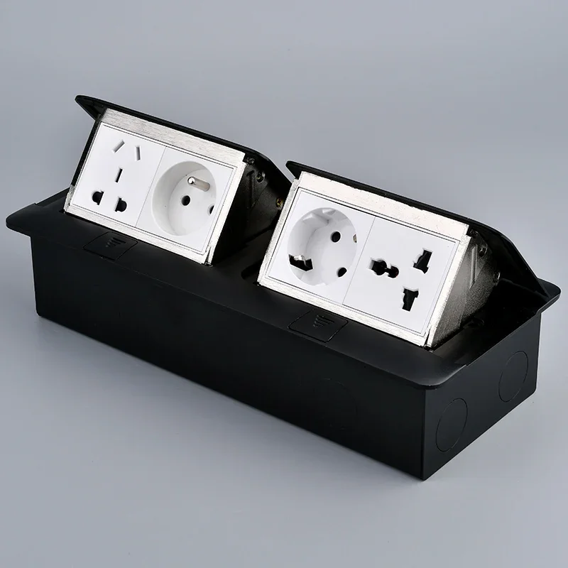 Table Outlet EU Socket With USB HDMI Socket In the Counter Pop Up Desktop Aluminum Cover Socket 146x220mm